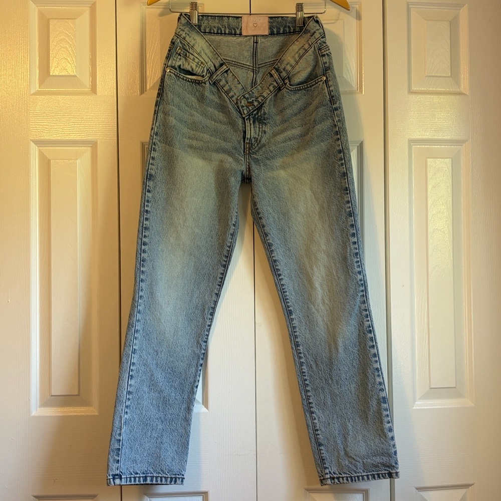 Revice V Cut Waist Jeans Size 26 Low Rise Light Wash Y2K Straight Leg - Picture 6 of 16
